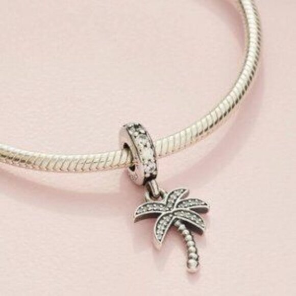 Pandora Sparkling Palm Tree Dangle Charm Sterling Silver - Picture 4 of 4